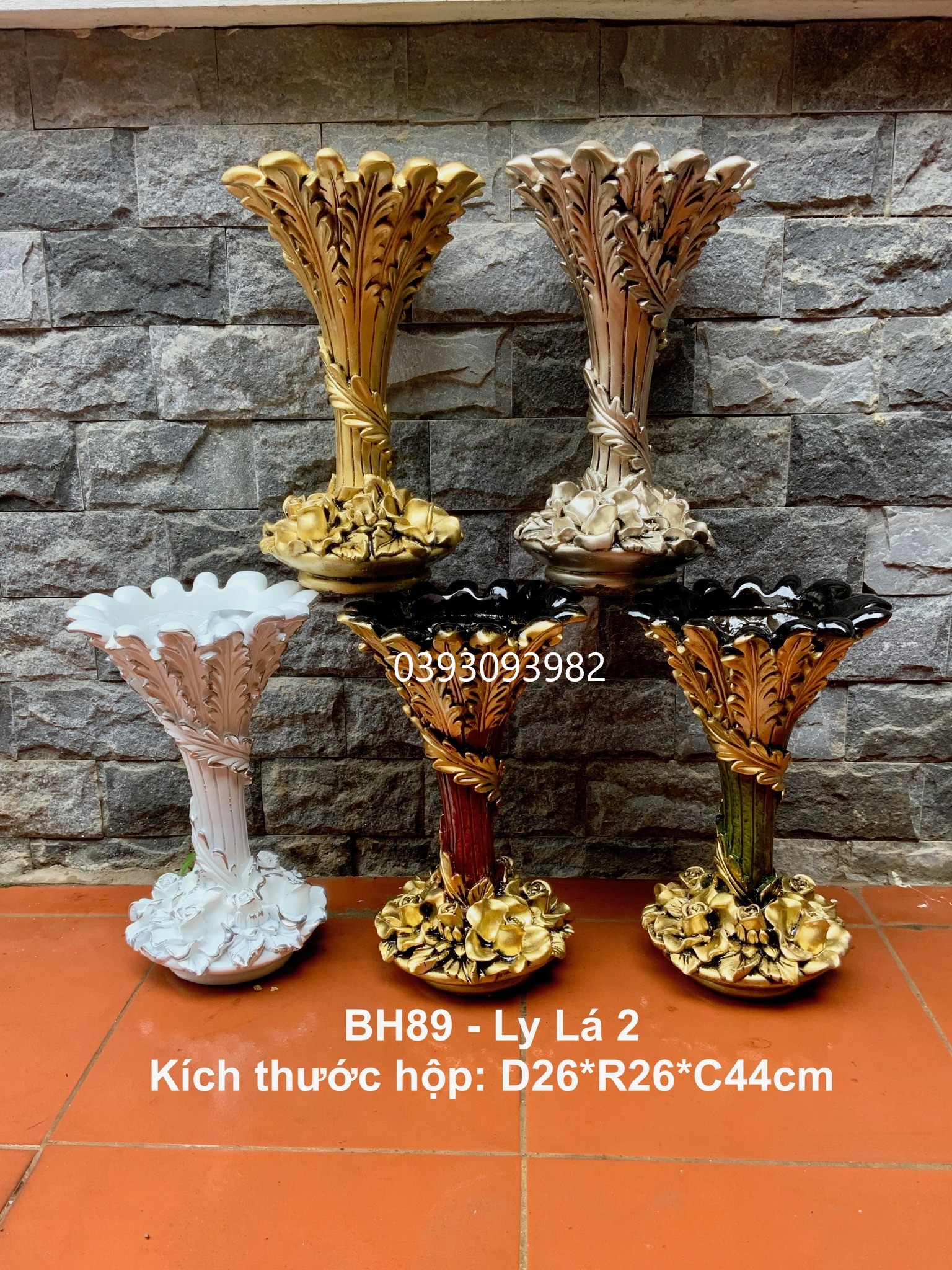 Bình hoa Composite dáng ly lá số 2 cao 44cm
