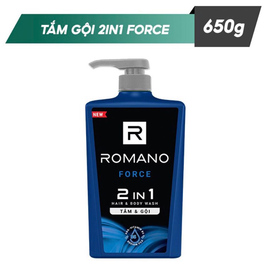 Dầu Tắm gội cho nam 2in1 Romano Froce 650g/chai