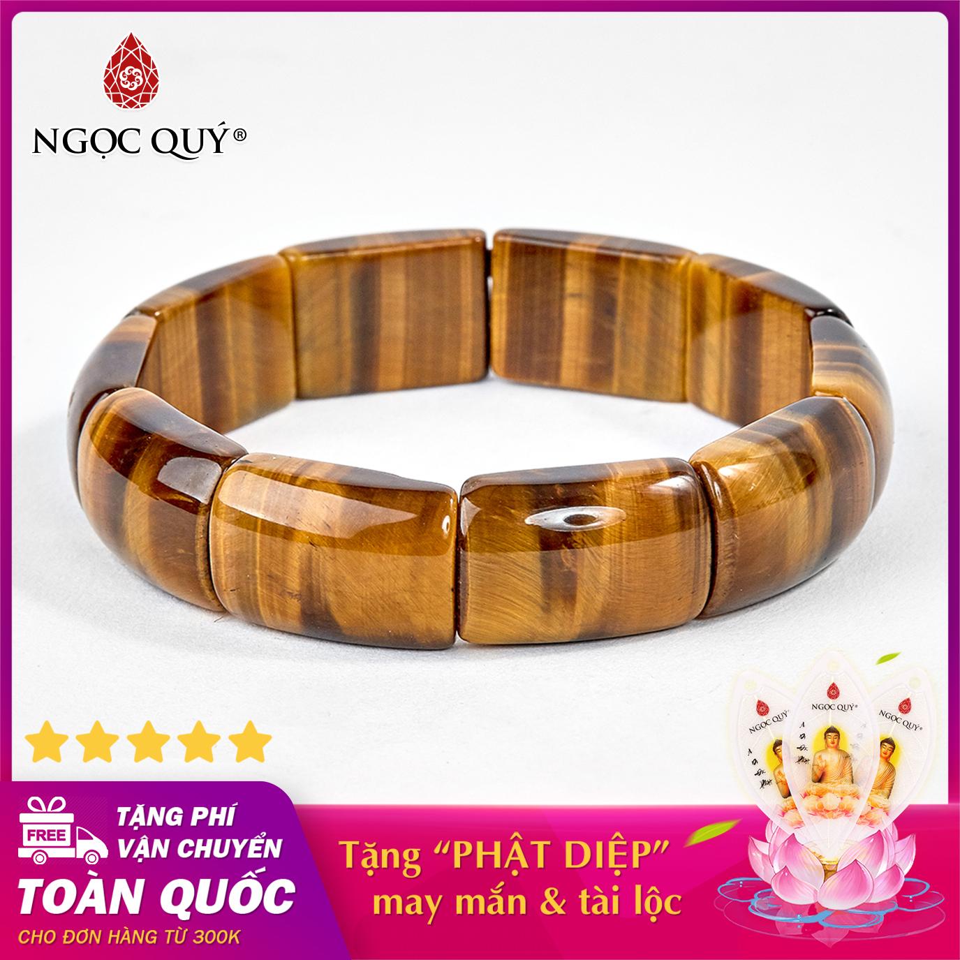 [HCM]Vòng tay phong thủy đá Mắt Hổ Vàng Nâu hạt bản size hạt 21x14.5mm hợp mệnh kim thổ - ngọc quý gemstones