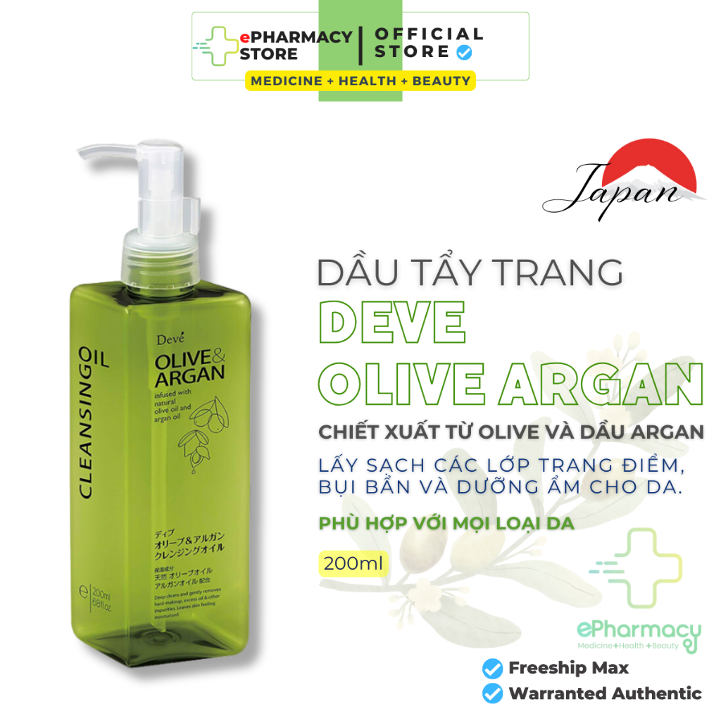 Dầu tẩy trang DEVE Nhật Bản chiết xuất từ Olive và Argan ePharmacy