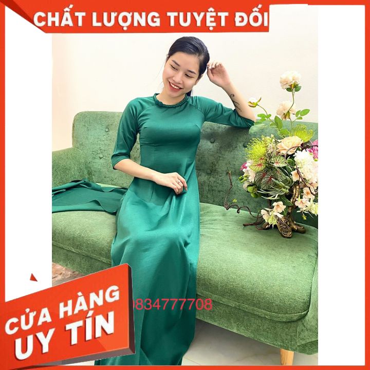 Áo Dài Lụa Tây Thi Cao Cấp Cổ Tròn Tết