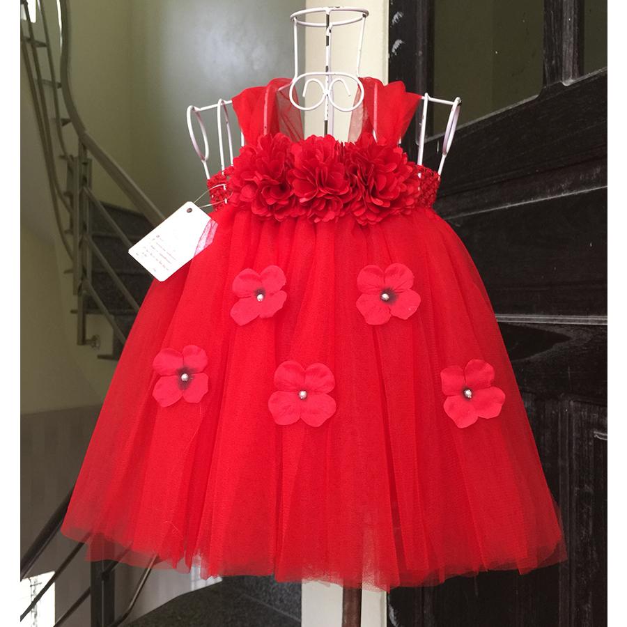 Váy tutu đỏ xù 5 bông