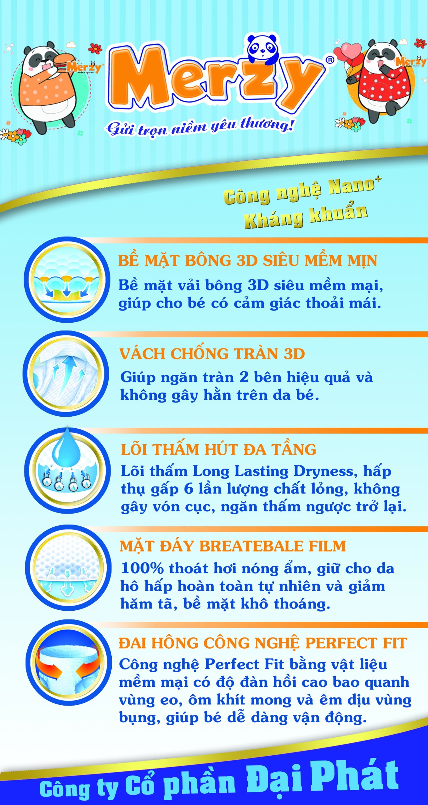 Miếng lót Newborn Merzy ( gói lớn 56 miếng cho bé từ sơ sinh tới 1tháng tuổi )