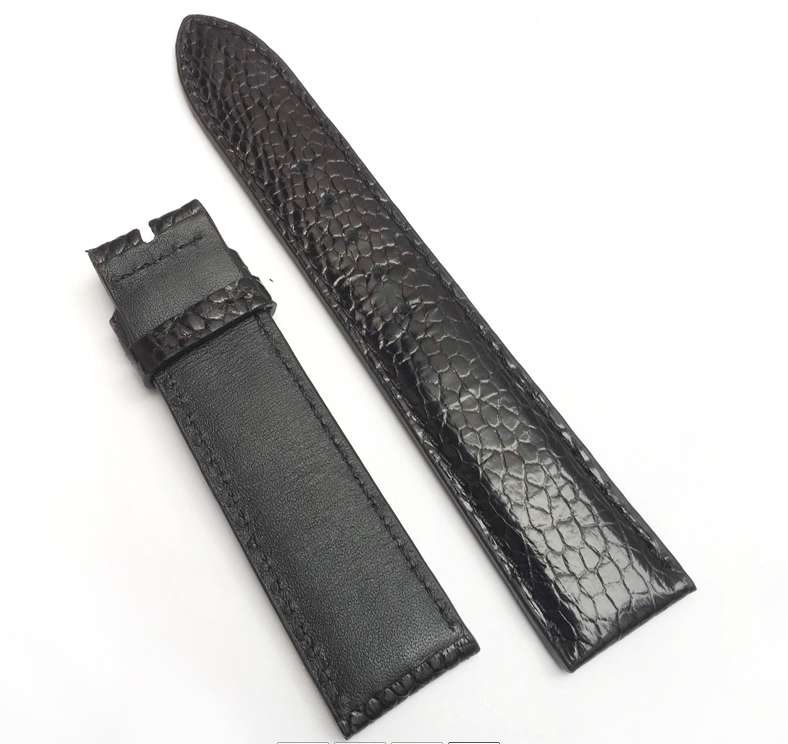 Black ostrich leather watch band size 20cm-18cm