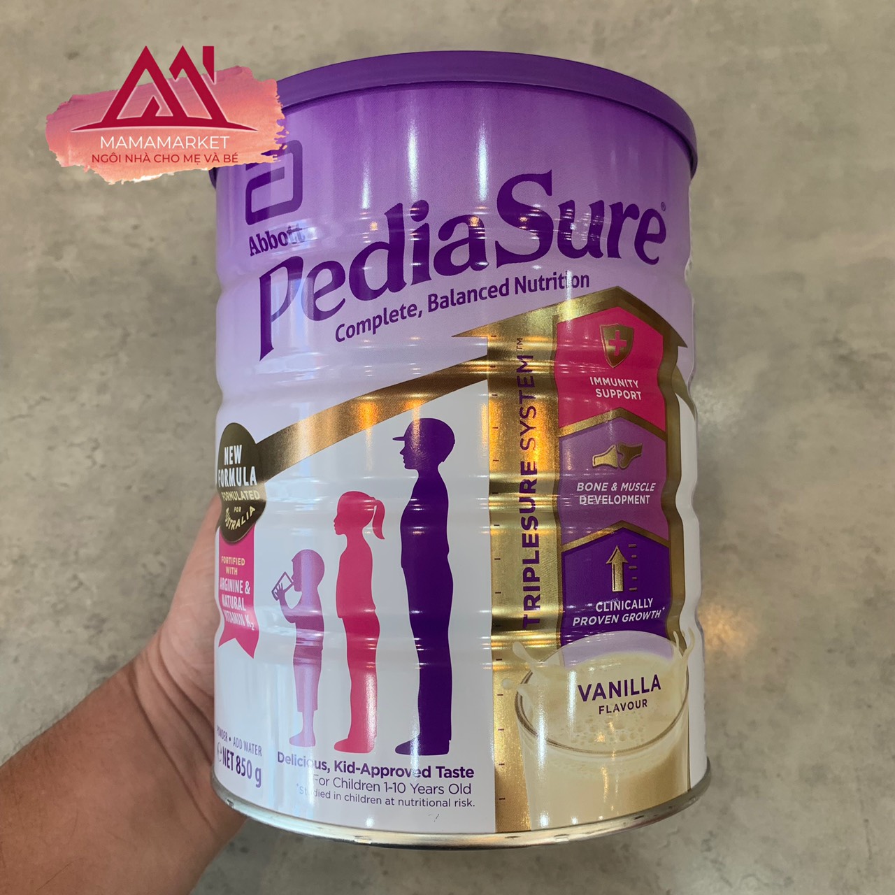 Sữa bột Pediasure nắp tím - chuẩn Úc [ Mẫu mới - Date 9/2025 ]