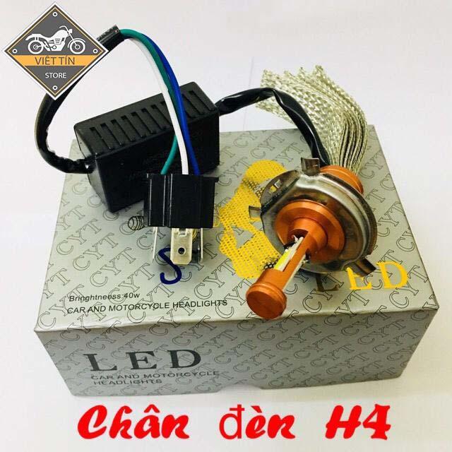 ĐÈN PHA LED CYT 2 TIM LED TRẮNG KC13 H4 (dùng điện acquy 12v) - Việt Tín