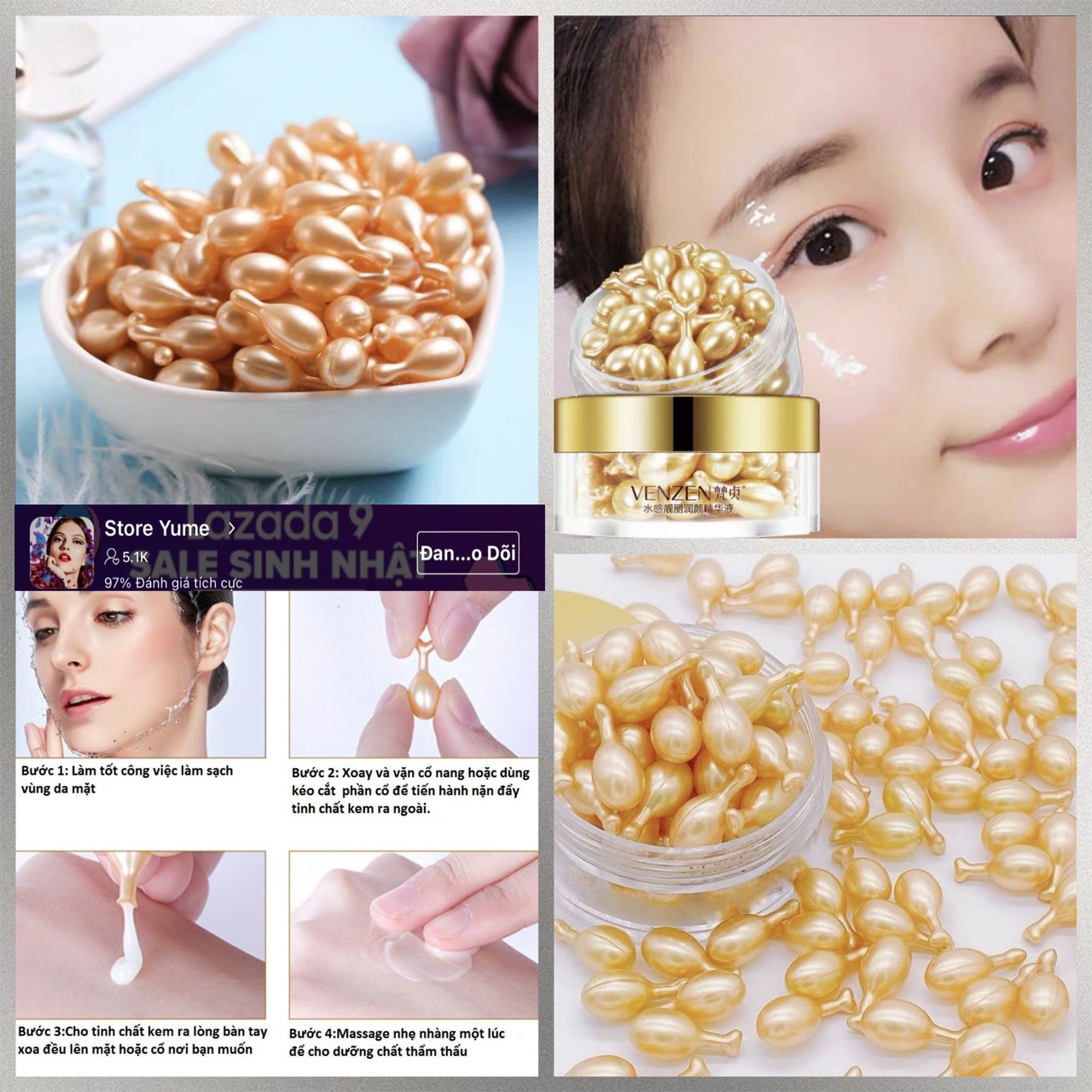 Nạ Viên bôi vitamin dưỡng da căng bóng VENZEN