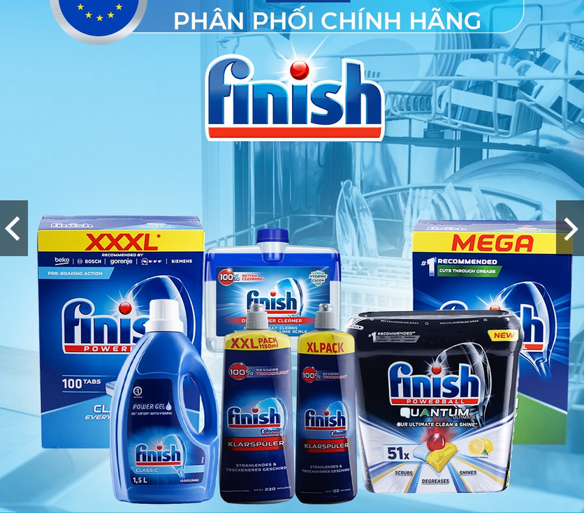 Bột rửa bát finish 2.5kg dùng cho Máy rửa bát