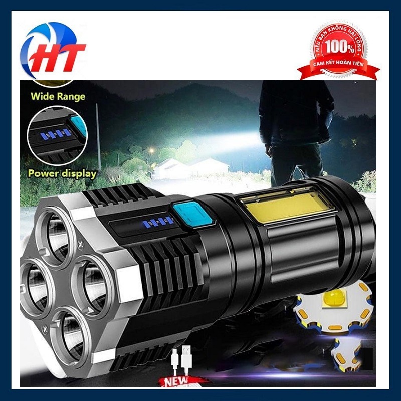 Đèn pin 4 led l19 - sạc pin usb