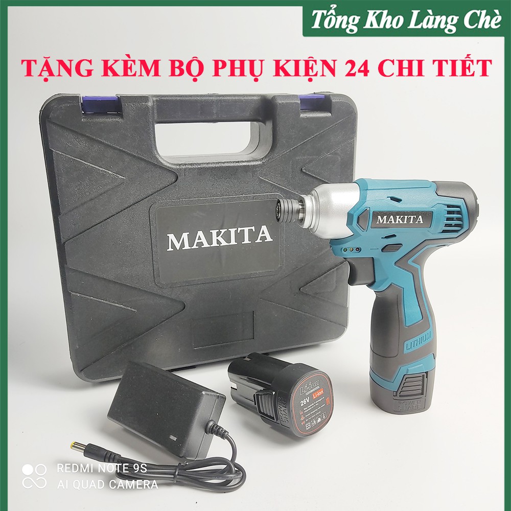 Máy Bắn Vít - Máy Khoan Pin Nhỏ Gọn Makita 26V - 3 Chế Độ Khoan - Bộ Phụ Kiện 24 Chi Tiết Đi Kèm
