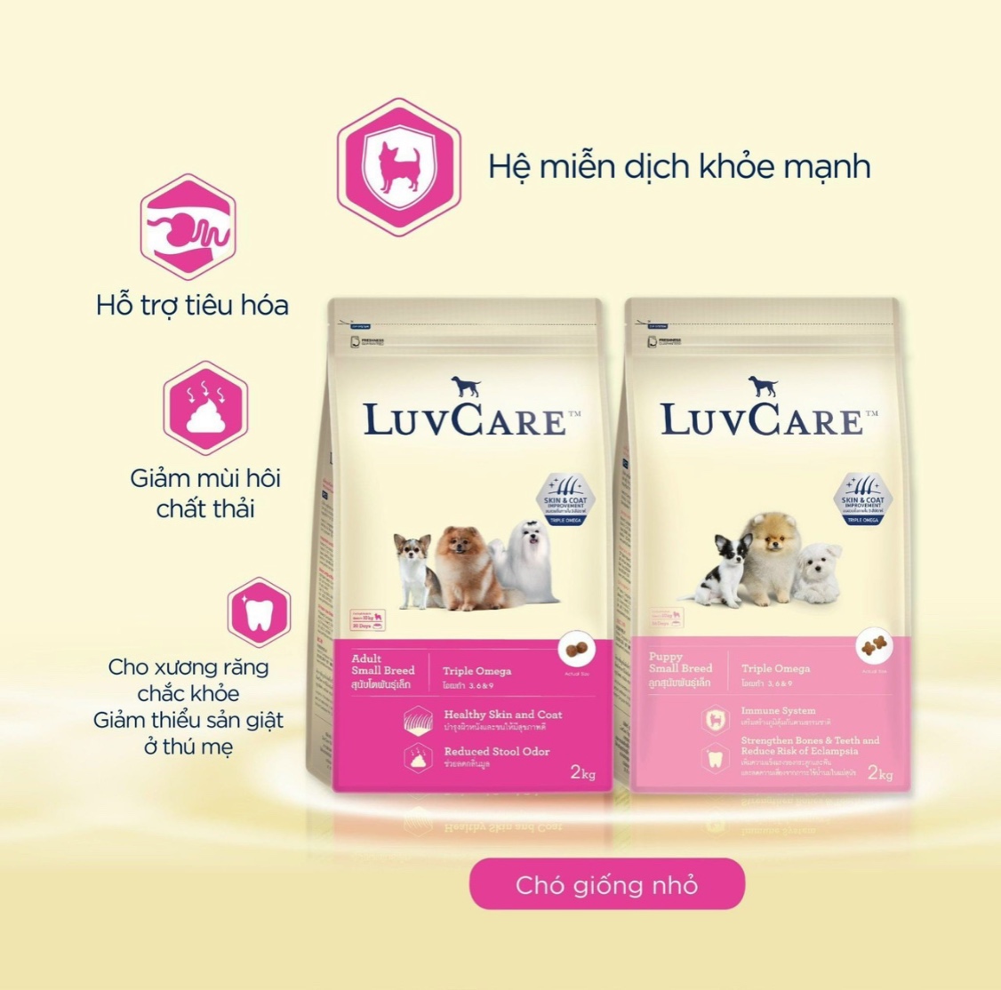 Luvcare thức ăn cao cấp cún giống nhỏ 2kg cho mọi lứa tuổi