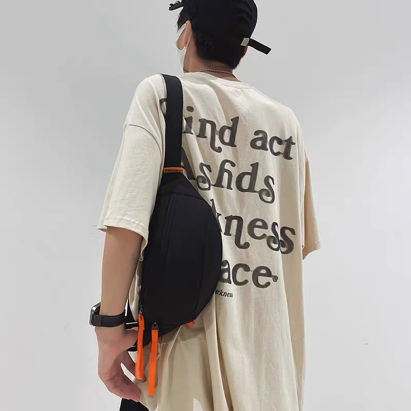 Túi đeo chéo 3 ngăn phong cách basic, túi bao tử canvas đeo ngực cá tính