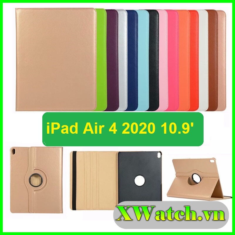 Tặng bút cảm ứng _ Bao da xoay 360 độ dành cho iPad Air 4 10.9 2020