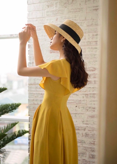 ĐẦM VÀNG NÚT BỌC, TAY CÁNH TIÊN (có ảnh thật) MS133