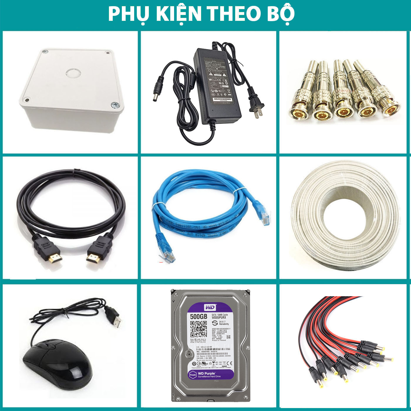 Trọn Bộ Camera 4 Mắt Hikvision 2.0MP Full HD - Bộ 4 Camera Hikvision