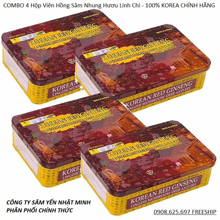 Date mới 2027 Hàng Công Ty Chính Hãng COMBO 4 hộp 60 Viên Hồng Sâm Nhung Hươu Linh Chi BIO