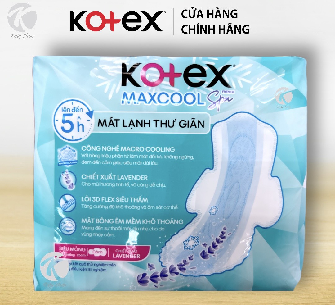 Combo 4 Gói Băng Vệ Sinh Kotex Max Cool Spa Siêu Mỏng Cánh 20 Miếng