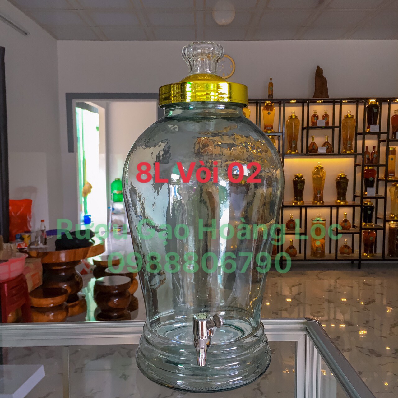 Bình thủy tinh ngâm rượu có vòi 4l 7l 8l