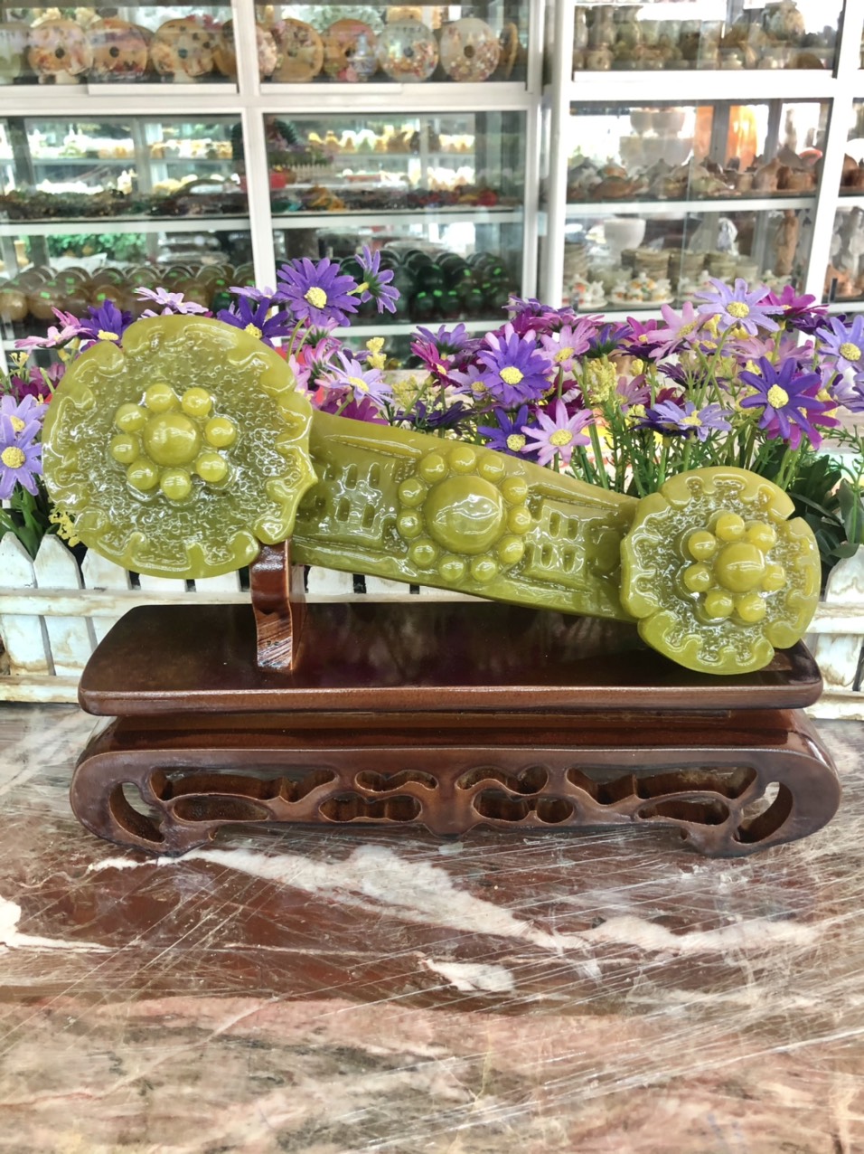 Tượng long quy đá ngọc ấn độ - dài 22 cm