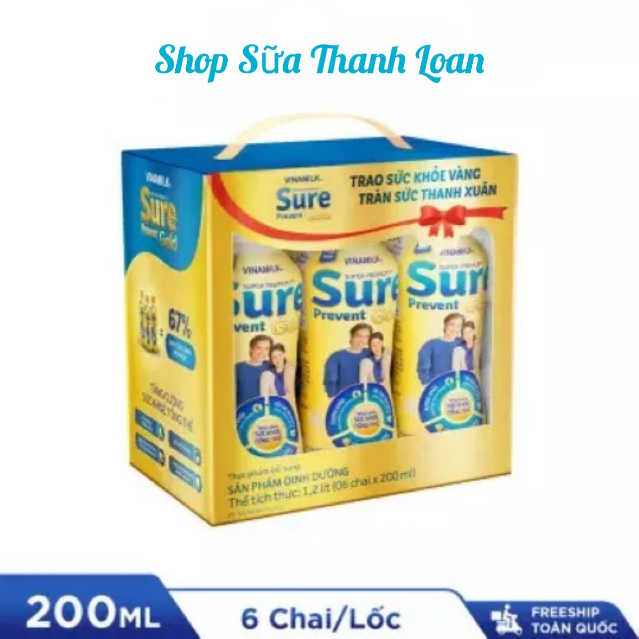 COMBO 3 LỐC 9 Hộp Sữa Pha Sẵn VINAMILK SURE PREVENT GOLD 237ML.