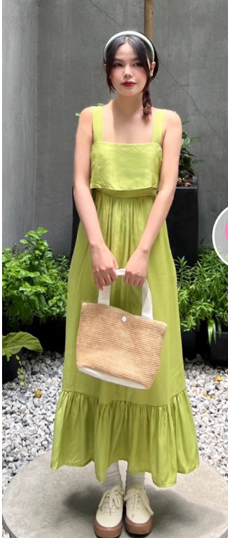 váy hai dây thắt nơ lưng siêu dễ thương