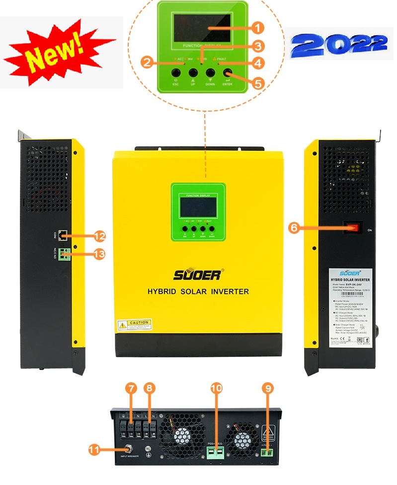 Biến tần inverter suoer 3000w-24v -svp-3k-24v-solar hybrid inverter 3kw