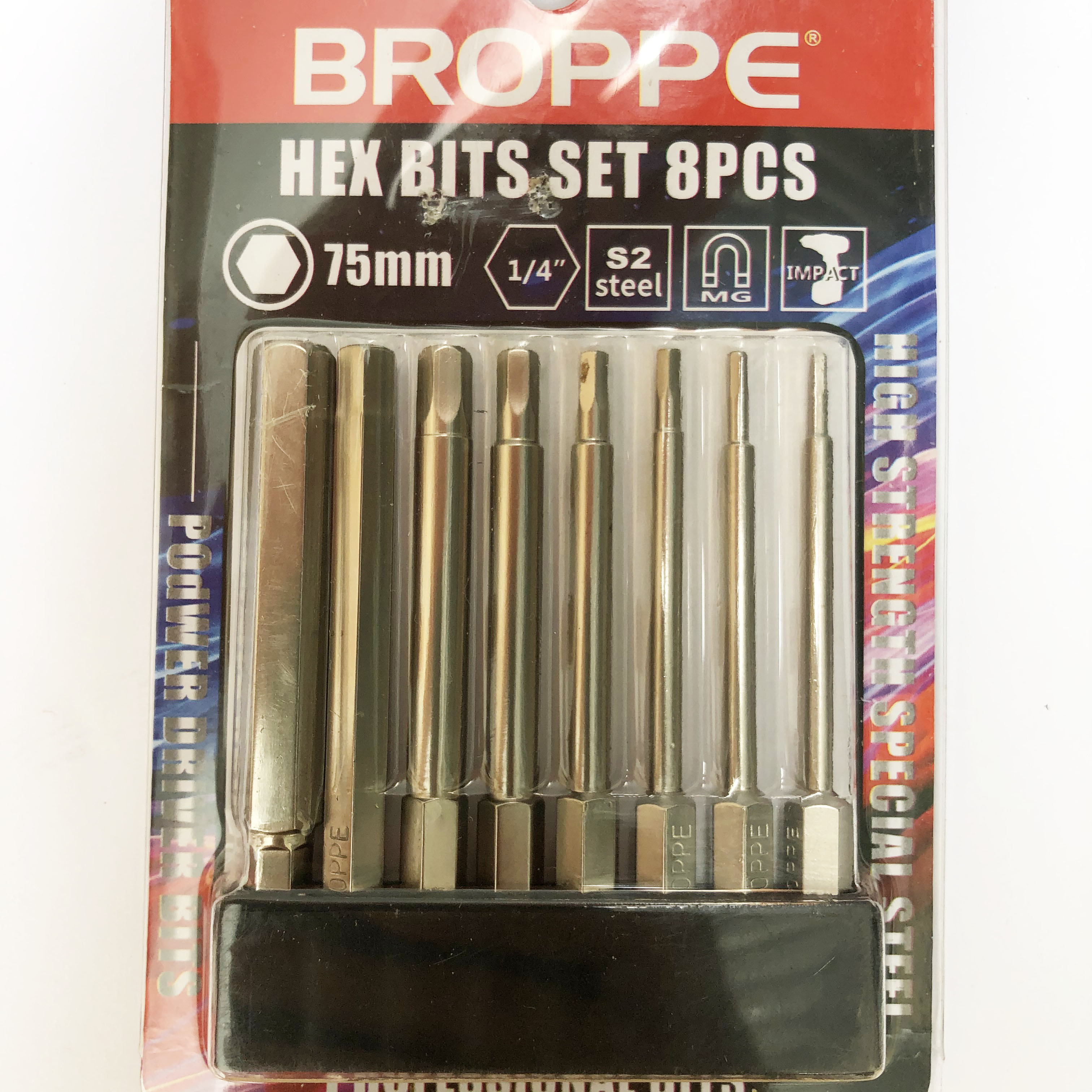 [NPS] Bộ 8 đầu lục giác BROPPE dành cho khoan, máy bắn vít 75mm chính hãng