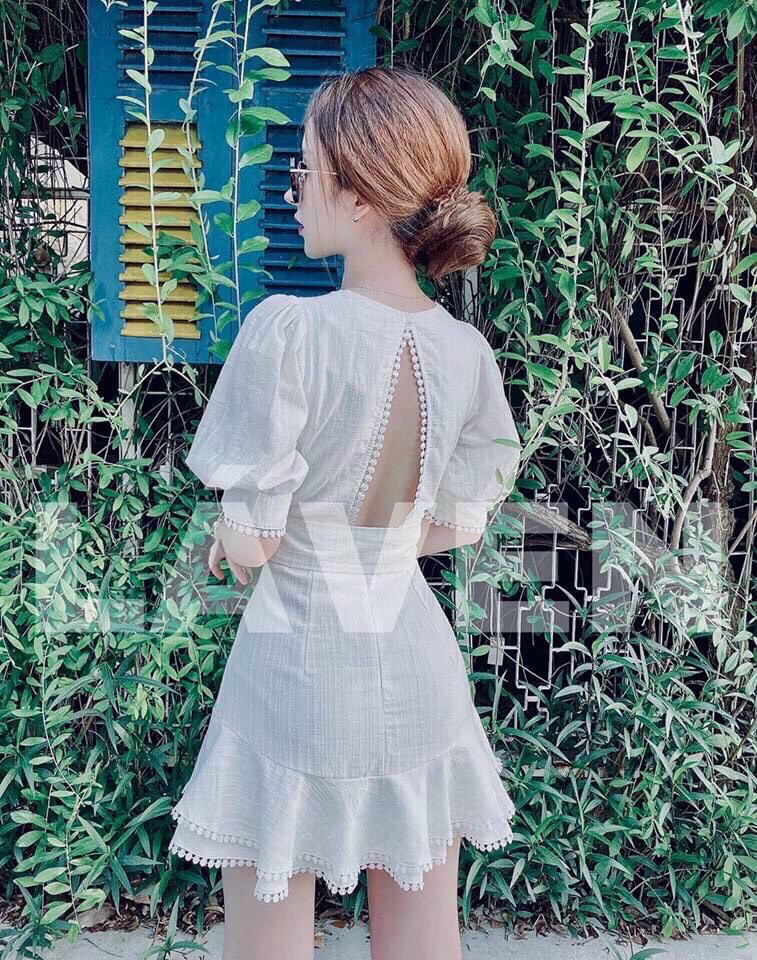 đầm đuôi cá hở lưng đầm tieeyr thư sang chảnh