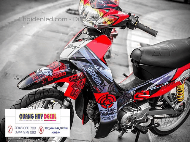 Tem Trùm Sirius đỏ đen speed shadow độ đẹp  - Tem xe máy sirius thiết kế theo yêu cầu - tem trùm xe máy sirius đỏ đen chế đẹp rẻ chất