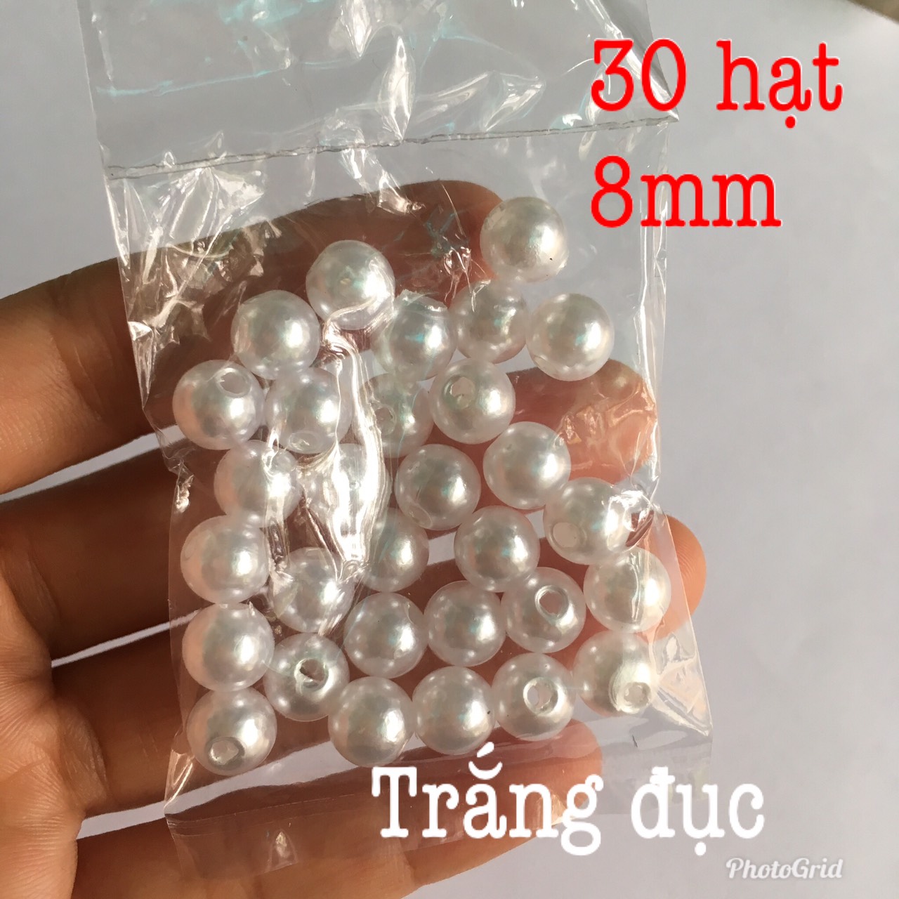 🌿Cườm nhựa ngọc trai loại tốt size 3-14mm có lỗ đính áo dài làm vòng tay