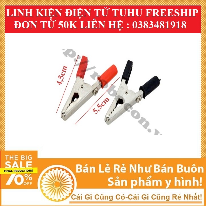 Bộ 2 Kẹp Cá Sấu 35mm - 10A( Đỏ - Đen)