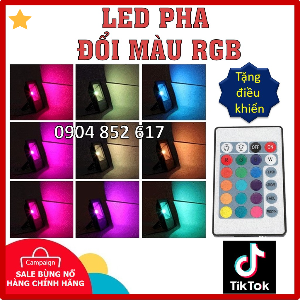 Đèn pha LED RGB đổi nhiều màu (trắng/vàng/đỏ/xanh/hồng) quay tiktok chuyên nghiệp, chống nước chống bụi