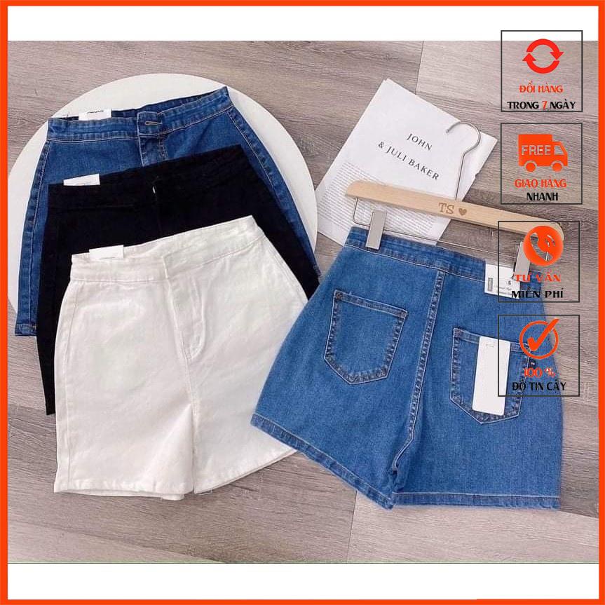 Quần short bò nữ cạp cao - gen bụng - bigsize xmtk
