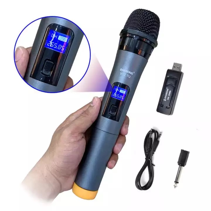 Xả hàng - micro karaoke không dây chuyên nghiệp daile v12 có lcd hát cực hay dễ sử dụng micro bán chạy nhất