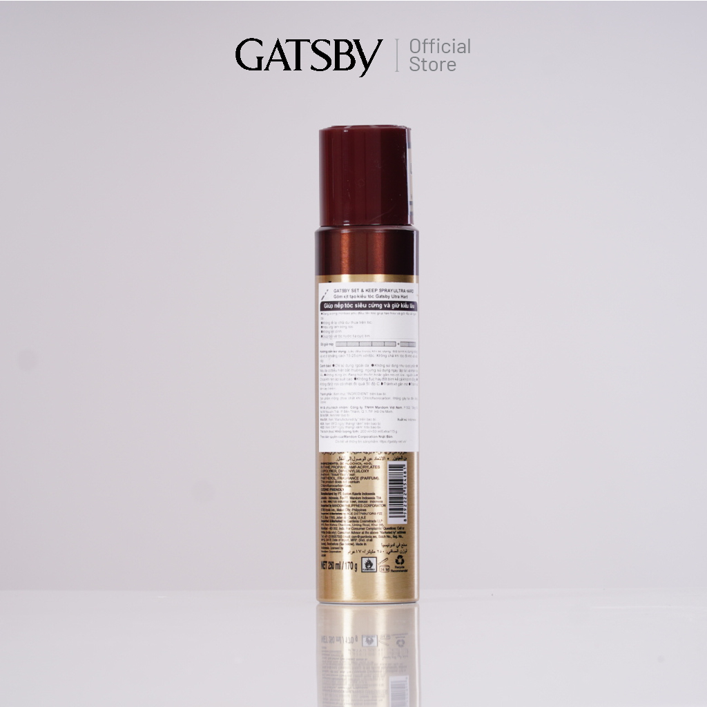 Gôm xịt tạo kiểu tóc GATSBY SET & KEEP SPRAY ULTRA HARD 250ml