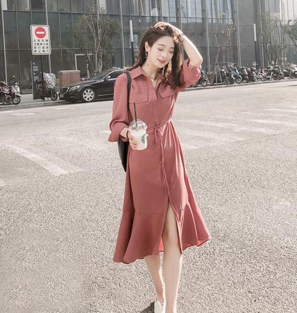 [HCM]Đầm sm hồng ruốc túi hộp (kèm hình thật)