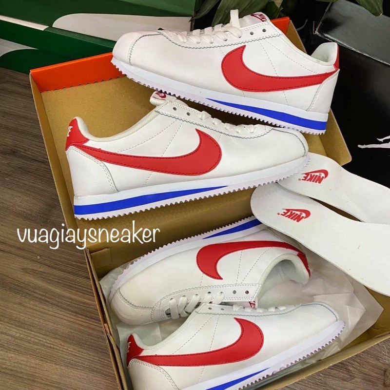 Giày thể thao sneaker cortez trắng móc đỏ