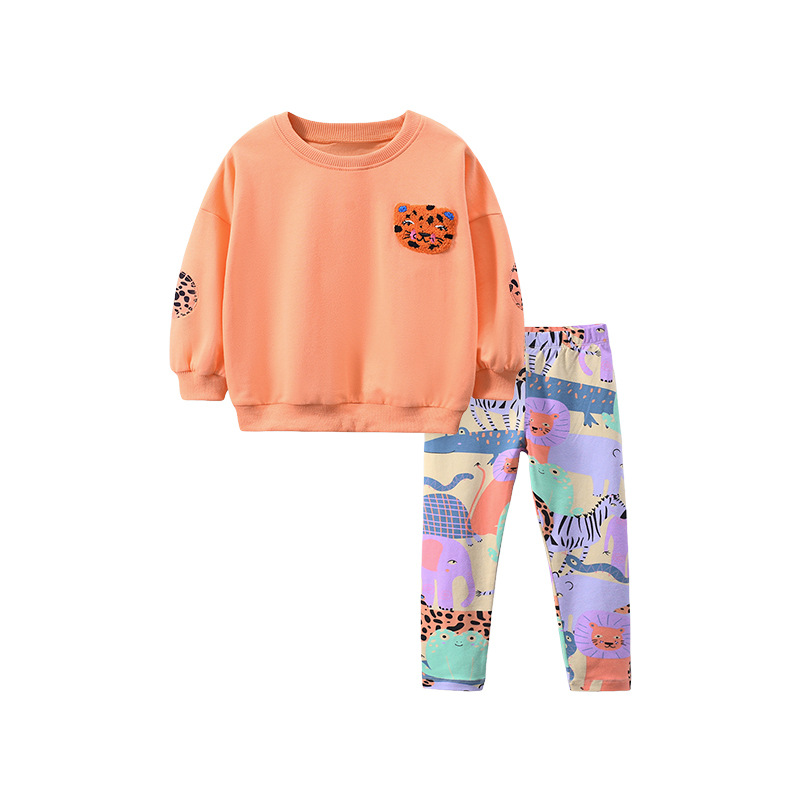 Orange bear autumn Little Maven girls set