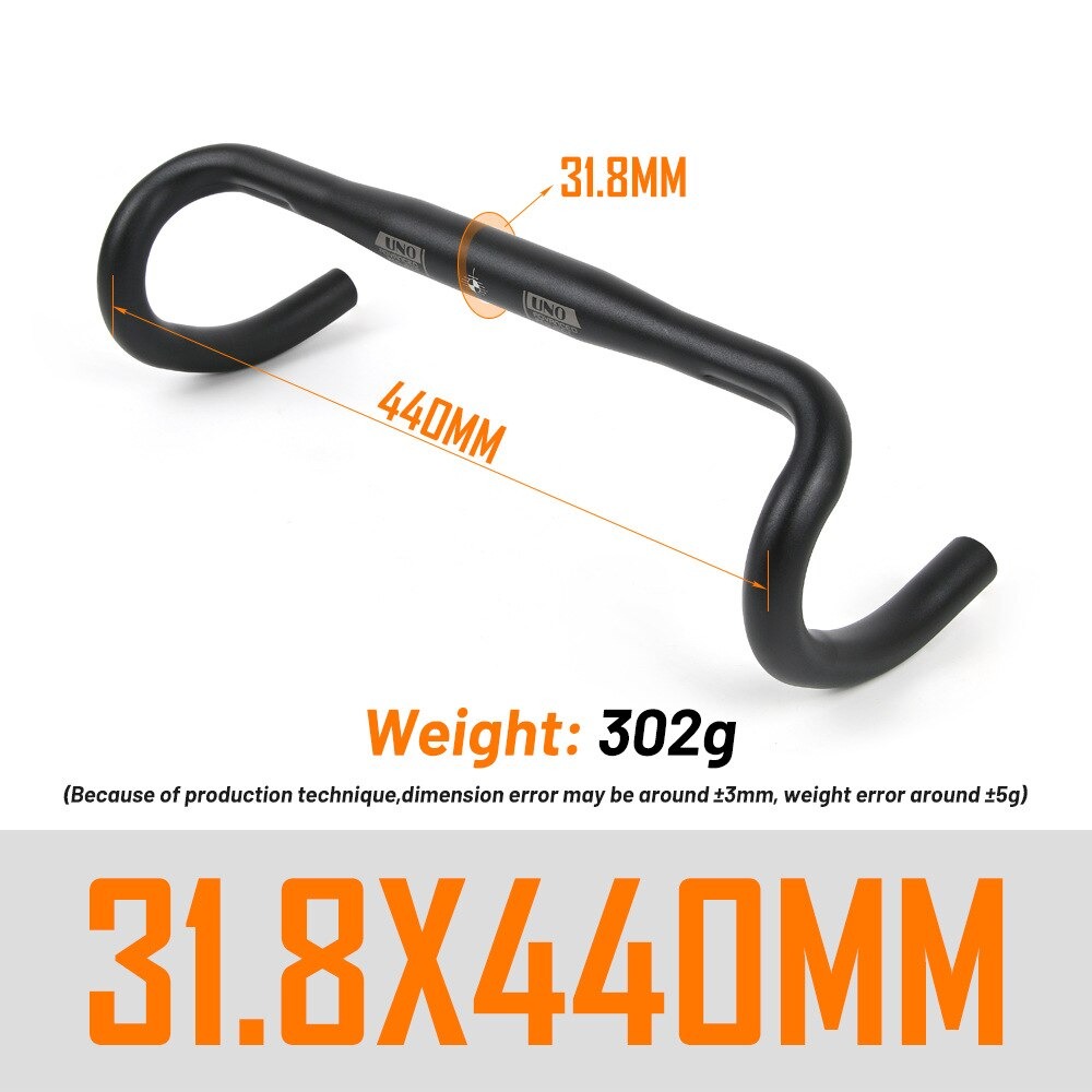 Ghi đông xe đạp uno cr12 ghi đông cong hợp kim nhôm logo đen trắng 31.8x 380/400/420/440 mm dành cho xe road