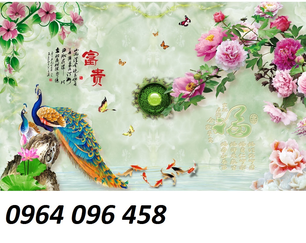 gạch tranh 3d mẫu tranh chim công - DNN6