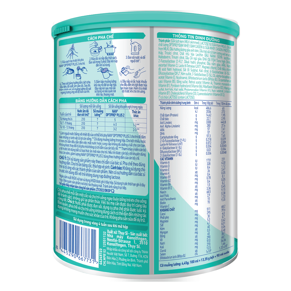 Sữa bột Nestle Nan Optipro Plus số 2 (800g)