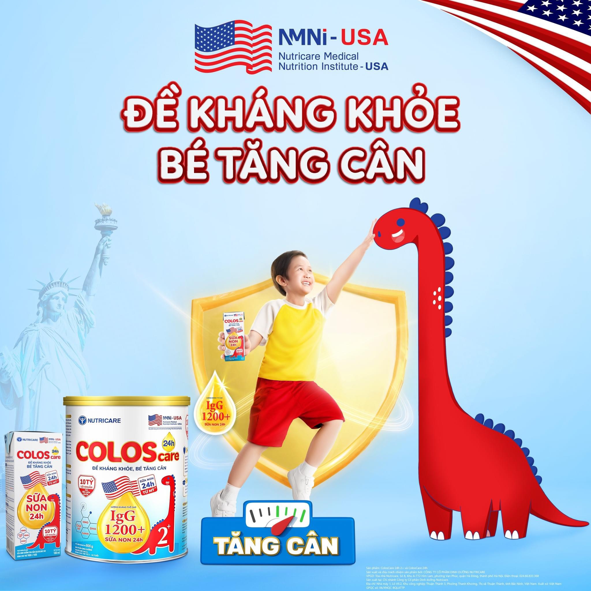 Sữa bột Nutricare ColosCare 24h 1+ 800g cho trẻ 1-2 tuổi