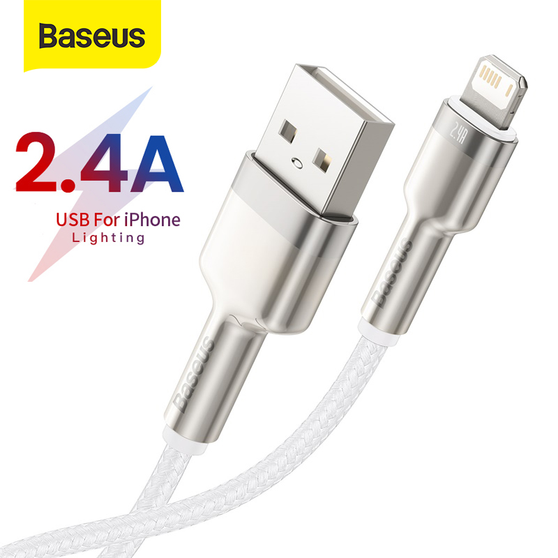 Baseus 2.4A Fast Charging USB Cable for iPhone 11 12 Pro Max Xs Xr X  Mrtal Data Cable for iPhone Cable 7 SE 8 Plus Charger for iPad air