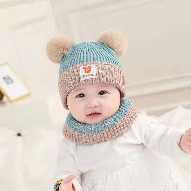 Mũ Len Cho Bé Kèm Khăn Quàng Cổ 6-36 Tháng ( Mã Lót Nỉ)