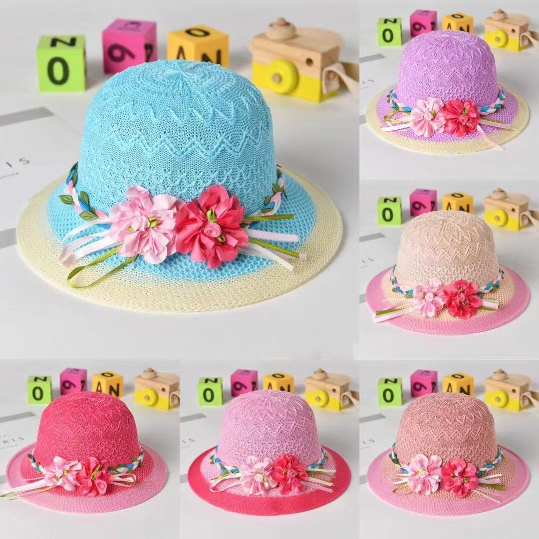 Mũ rông vành chống nắng vòng hoa siêu dễ thương cho bé(2-5 tuổi)