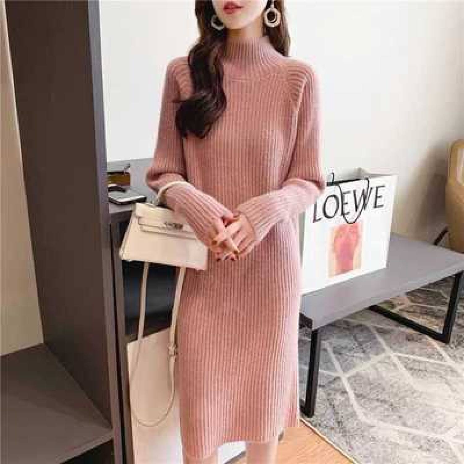váy len cổ lọ dáng dài dày ấm 2021