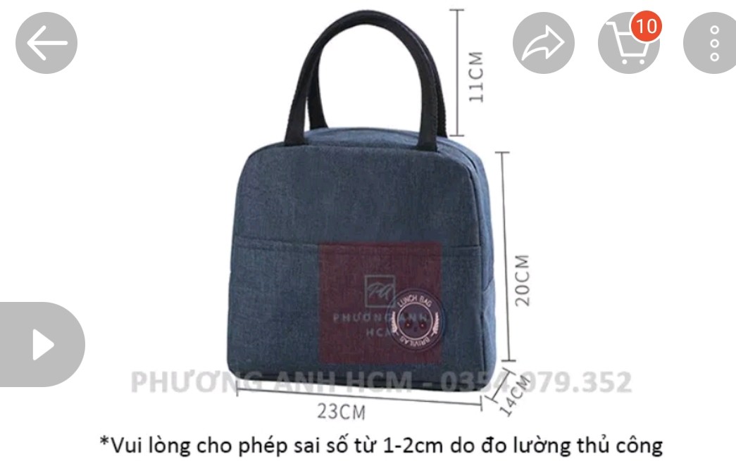 túi giữ nhiệt hộp cơm màu xanh