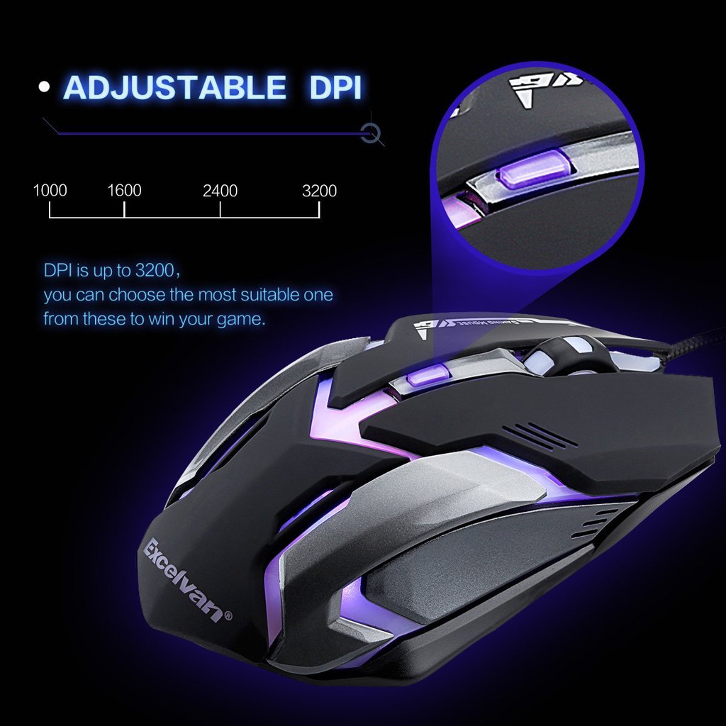 Chuột chơi game LED Gaming mouse Excelvan K1023