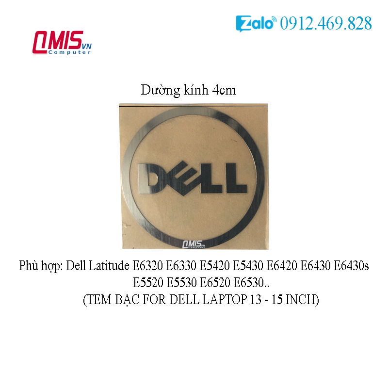 1 cái tem logo bạc dell latitude e6320 e6330 e5420 e5430 e6420 e6430 e6430s e5520 e5530 e6520 e6530 – bạc to