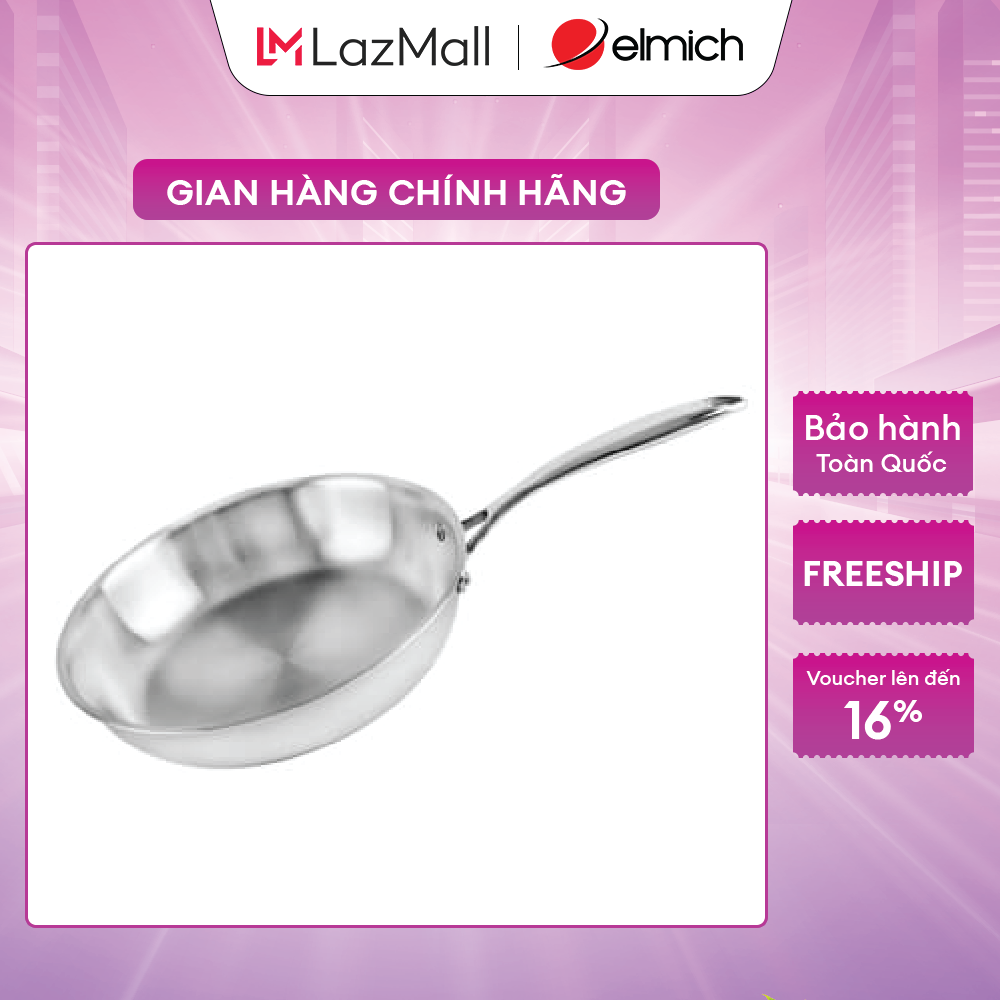 Chảo inox 3 lớp liền khối elmich el-3846ol 24cm